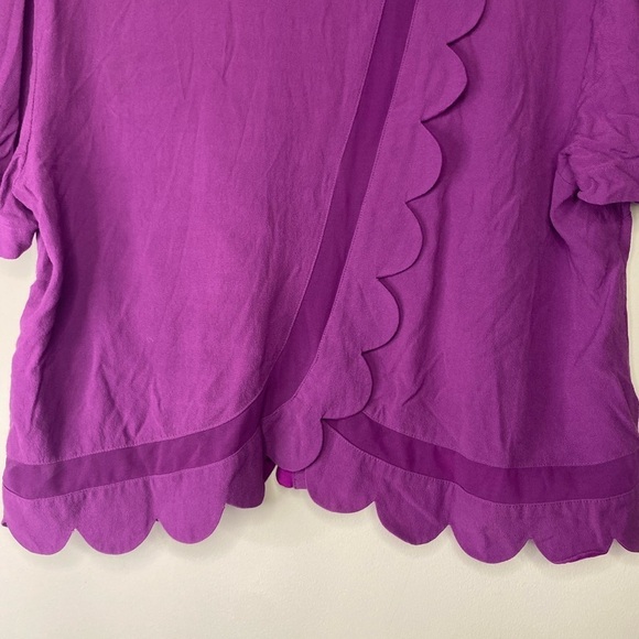 Armani Exchange Purple Short Sleeve Button Down Shirt With Scalloped Edges Large - Picture 8 of 12